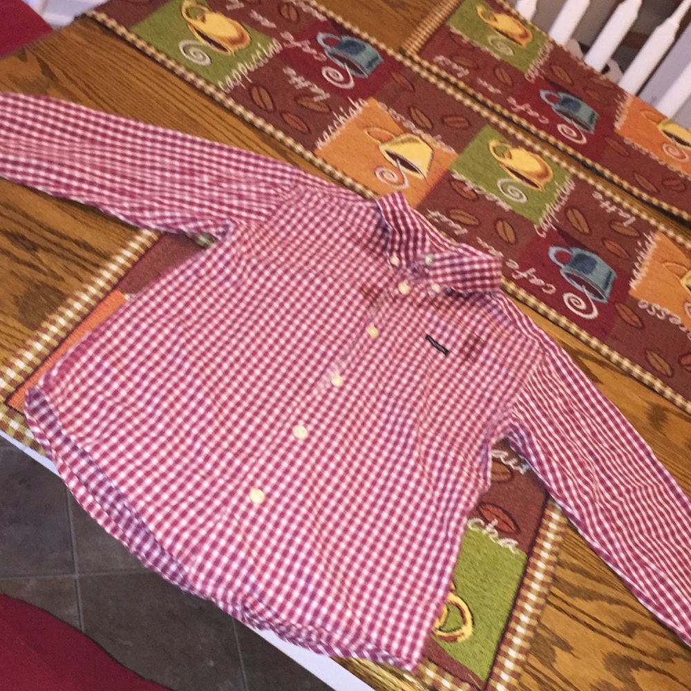 NAUTICA boys red striped button down